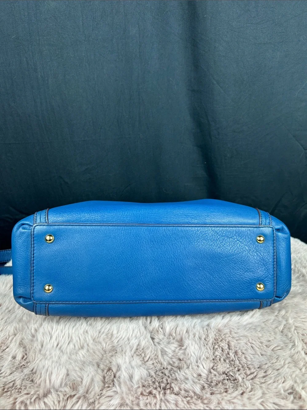 MCM München Vintage Cobalt Blue Leather 2-Way Satchel Crossbody